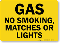 Gas No Smoking, Matches Or Lights Sign