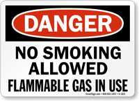 No Smoking Allowed Flammable Gas In Use Sign