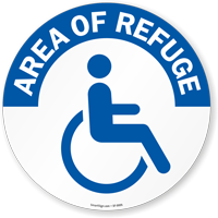 Area of Refuge, Handicap Symbol SlipSafe™ Floor Sign