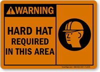 Warning: Hard Hat Required (graphic) Sign