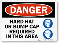 Hard Hat Bump Cap Required In Area Sign