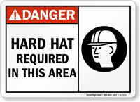 Danger Hard Hat Required This Area Sign