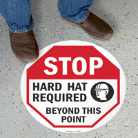 Hard Hat Required Stop Floor Sign