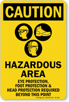 Hazardous Area Protection Required Caution Sign