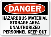 Danger Hazardous Material Authorized Personnel Sign