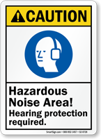 Hazardous Noise Area Hearing Protection Required Sign