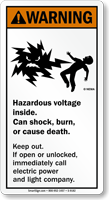 Hazardous Voltage Inside ANSI Warning Sign