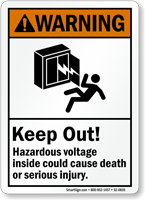 Keep Out Hazardous Voltage Inside, Cause Death Sign