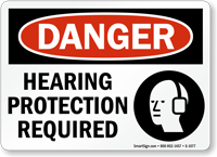 Hearing Protection Required OSHA Danger Sign