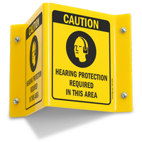 Caution Hearing Protection Required (Symbol) Sign