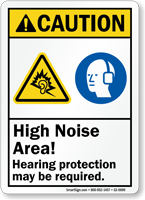 High Noise Area Hearing Protection Required Sign