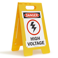 Danger High Voltage W/Graphic Fold-Ups® Floor Sign