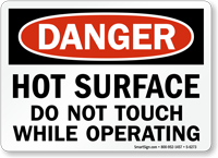 Hot Surface Do Not Touch Danger Sign
