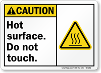 Hot Surface, Do Not Touch ANSI Caution Sign