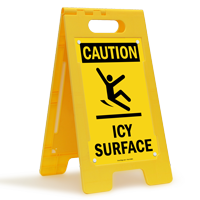 Caution Icy Surface Standing Floor Sign