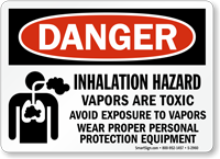 Inhalation Hazard Vapors Are Toxic Wear PPE Sign