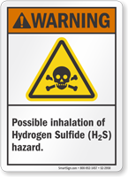 Inhalation Of Hydrogen Sulfide Hazard ANSI Warning Sign
