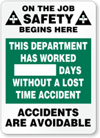 On the Job Safety Begins Here Sign