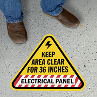Keep Area Clear for 36 Inches - Electrical Panel, Triangle Floor Sign