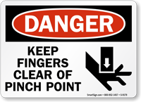 Keep Fingers Clear Of Pinch Point Danger Sign