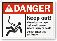 Keep Out Hazardous Voltage Inside ANSI Danger Sign