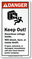 Keep Out Hazardous Voltage Inside Sign