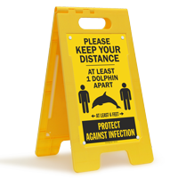 Keep Your Distance At Least 1 Dolphin Apart FloorBoss Sign