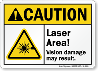 Laser Area Vision Damage May Result Caution Sign