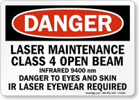 Laser Maintenance Infrared Danger Sign