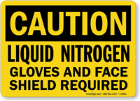 Caution Liquid Nitrogen Gloves Sign