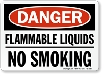 OSHA Danger Flammable Liquids No Smoking Sign