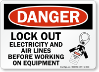 Lockout Electricity Airlines Before Working On Equipment Sign