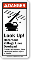 Look Up Hazardous Voltage Lines Overhead Danger Sign