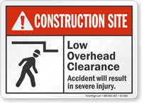 Low Overhead Clearance Construction Site Sign