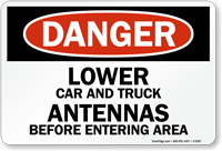 Lower Car And Truck Antennas Sign