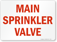 Main Sprinkler Valve Sign