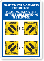 Maintain 6 Ft Distance While Boarding The Elevator Sign