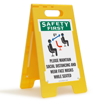 Maintain Social Distancing And Wear Face Masks Floor Sign