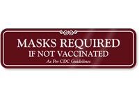 Masks Required If Not Vaccinated CDC Guidelines Sign