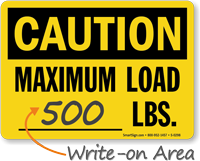 Caution Maximum Load Sign