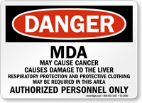 MDA Authorized Personnel Only OSHA Danger Sign
