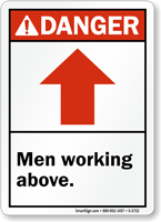 Men Working Above (Arrow Up) ANSI Sign