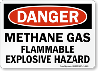 Methane Gas Flammable Explosive Hazard OSHA Danger Sign
