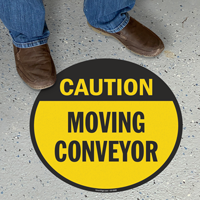 Moving Conveyor Caution Floor Sign