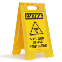 Nail Gun In Use Keep Clear Caution Floor Sign