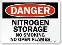 Danger Nitrogen Storage Smoking Flames Sign