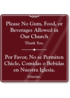No Gum Food Beverages Allowed ShowCase Sign
