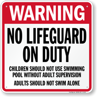 North Carolina No Lifeguard On Duty Sign