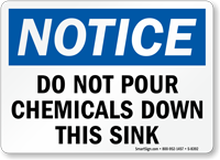 No Pouring Chemicals Sink Sign