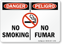 Danger / Peligro No Smoking Sign Bilingual